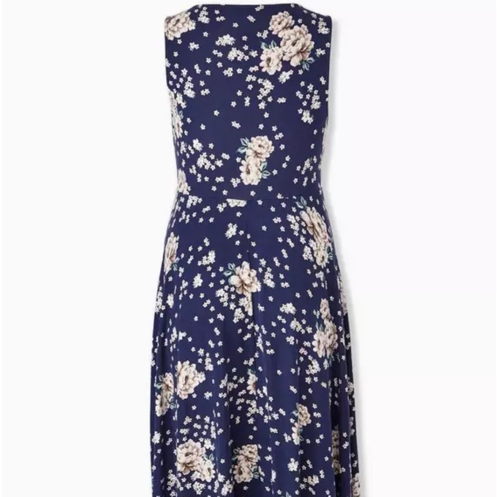 New! Torrid sz 2 Navy Floral Midi Studio Luxe Ponte Dress 2X - Picture 2 of 3